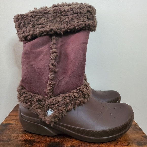 CROCS Shoes - SOLD!! Womens CROCS Nadia Brown Sherpa Mid Calf Boots